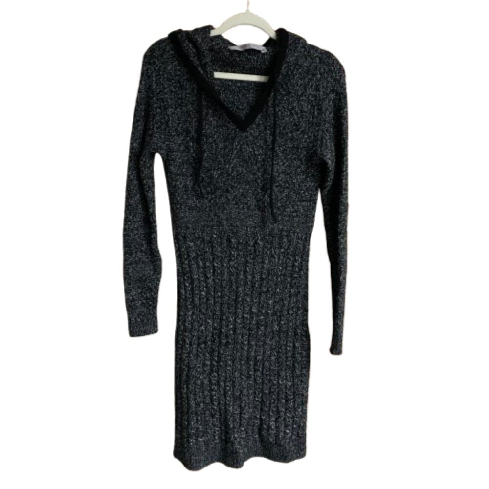 Athleta Black Marl Borealis 100% Merino Wool Women's Small Sweater Dress EUC - Picture 2 of 9